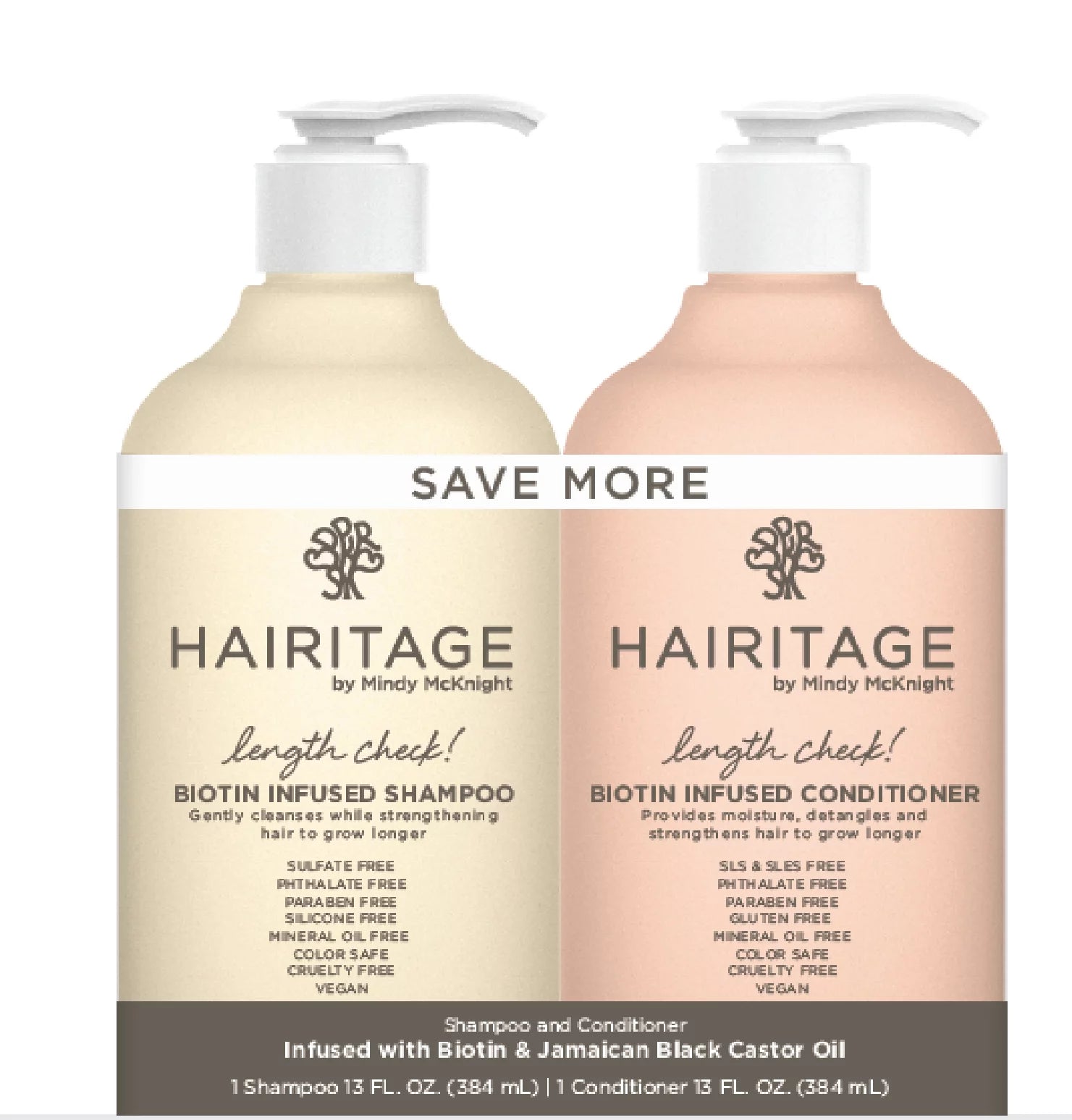 Hairitage Length Check Biotin + Jamaican Black Castor Oil Shampoo and Conditioner Set