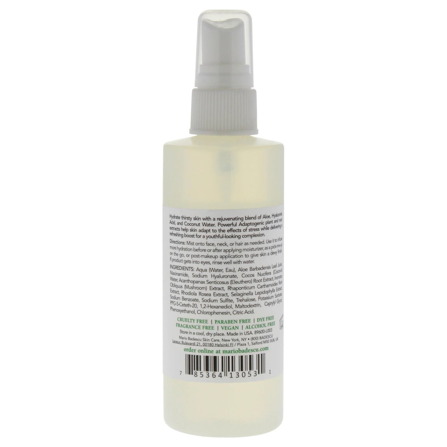 Facial Toner Spray with Aloe Adaptogens and Coconut Water 4 Oz